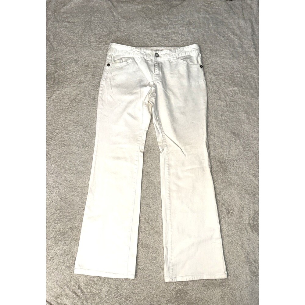 Michael Kors Women's Jeans Size 12 Wide Leg Denim White Cotton Stretch